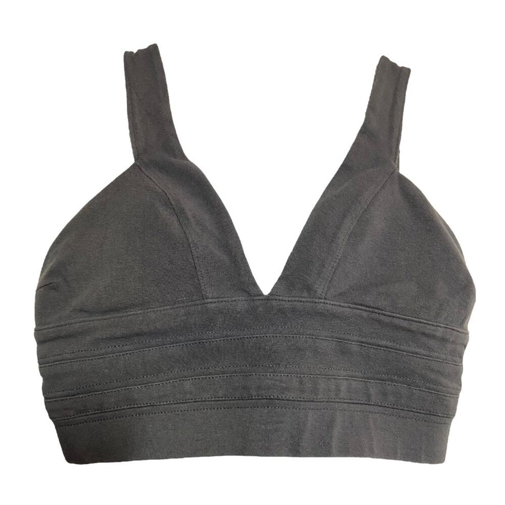 Popular Basics Gray Crop Top Longline V-Neck Sleeveless Y2K Small